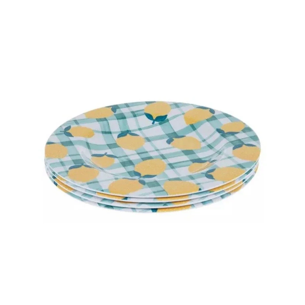 Set Of 4 Lemonade Melamine Dessert Plates Salad 8” New (4 Pcs ) - Picture 2 of 4